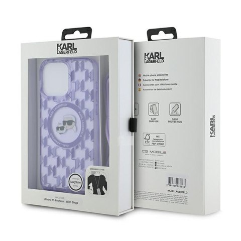 Karl Lagerfeld IML Crossbody Monogram Karl & Choupette Head MagSafe - Etui iPhone 15 Pro Max (fioletowy) Karl Lagerfeld IML Crossbody Monogram Karl & Choupette Head MagSafe - Etui iPhone 15 Pro Max (fioletowy)