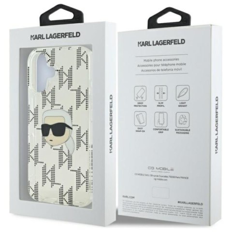 Karl Lagerfeld IML Karl Head Electroplated - Etui iPhone 16 (przezroczysty) Karl Lagerfeld IML Karl Head Electroplated - Etui iPhone 16 (przezroczysty)