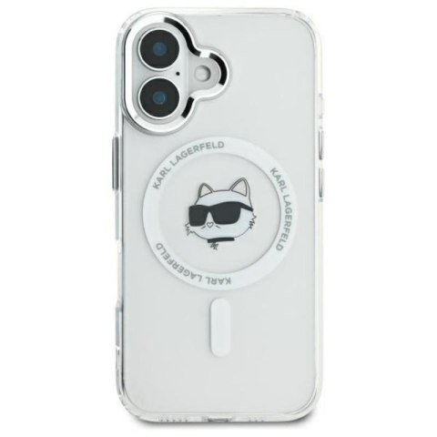 Karl Lagerfeld IML Metal Choupette Head MagSafe - Etui iPhone 16 (biały) Karl Lagerfeld IML Metal Choupette Head MagSafe - Etui iPhone 16 (biały)