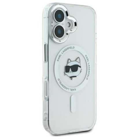 Karl Lagerfeld IML Metal Choupette Head MagSafe - Etui iPhone 16 (biały) Karl Lagerfeld IML Metal Choupette Head MagSafe - Etui iPhone 16 (biały)