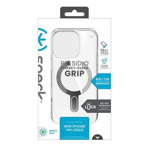 Speck Presidio Perfect-Clear Grip ClickLock & MagSafe - Etui iPhone 16 Pro (Clear / Chrome Finish / Serene Silver) Speck Presidio Perfect-Clear Grip ClickLock & MagSafe - Etui iPhone 16 Pro (Clear / Chrome Finish / Serene Silver)