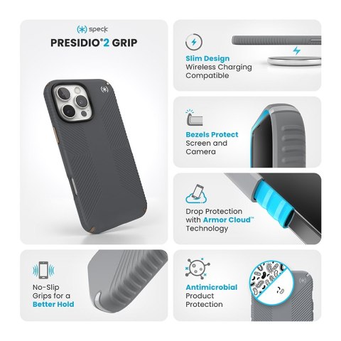Speck Presidio2 Grip - Etui iPhone 16 Pro Max (Charcoal Grey / Cool Bronze / White) Speck Presidio2 Grip - Etui iPhone 16 Pro Max (Charcoal Grey / Cool Bronze / White)