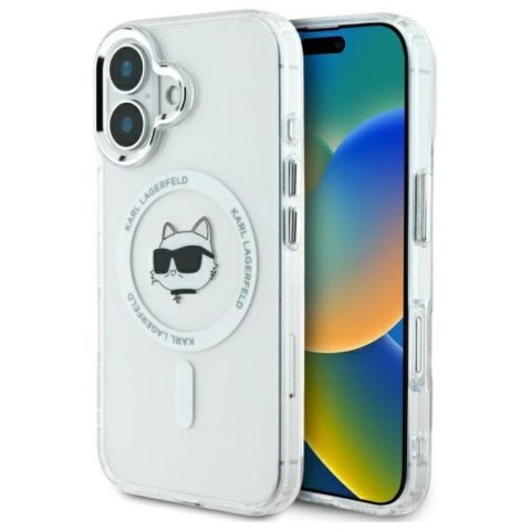 Karl Lagerfeld IML Metal Choupette Head MagSafe - Etui iPhone 16 Plus (biały) Karl Lagerfeld IML Metal Choupette Head MagSafe - Etui iPhone 16 Plus (biały)