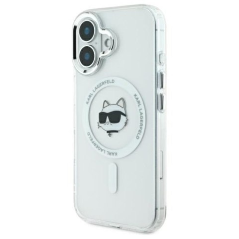 Karl Lagerfeld IML Metal Choupette Head MagSafe - Etui iPhone 16 Plus (biały) Karl Lagerfeld IML Metal Choupette Head MagSafe - Etui iPhone 16 Plus (biały)