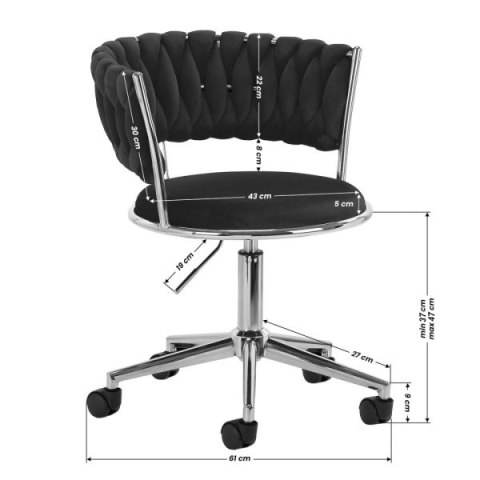 Krzesło obrotowe warkocz TRECCIA OFFICE GREY VELVET Krzesło obrotowe warkocz TRECCIA OFFICE GREY VELVET