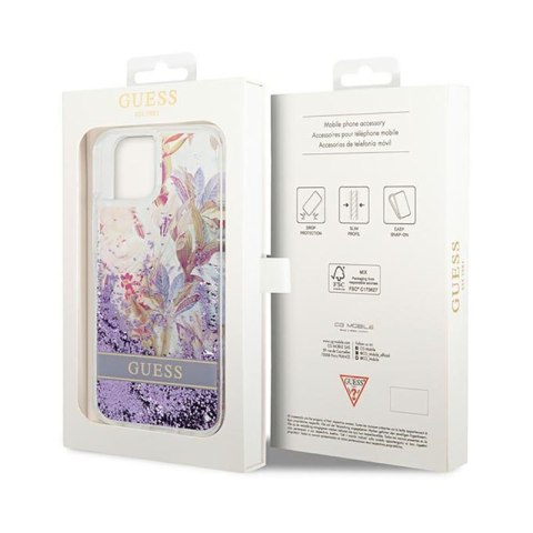 Guess Liquid Glitter Flower - Etui iPhone 14 (fioletowy) Guess Liquid Glitter Flower - Etui iPhone 14 (fioletowy)