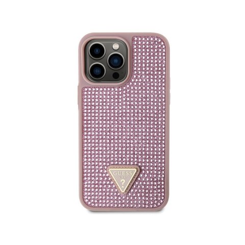 Guess Rhinestone Triangle - Etui iPhone 14 Pro Max (różowy) Guess Rhinestone Triangle - Etui iPhone 14 Pro Max (różowy)