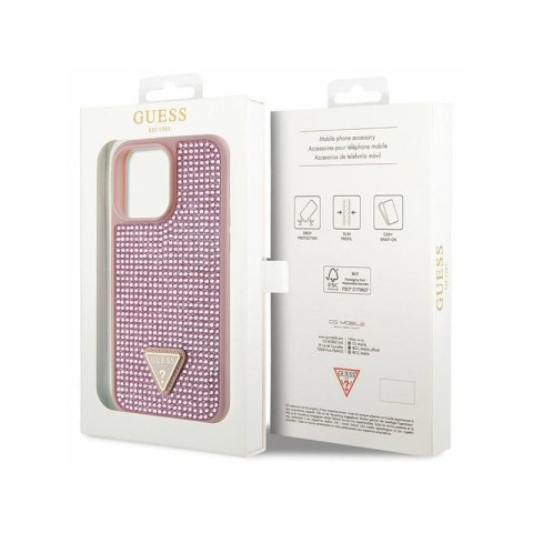 Guess Rhinestone Triangle - Etui iPhone 14 Pro Max (różowy) Guess Rhinestone Triangle - Etui iPhone 14 Pro Max (różowy)
