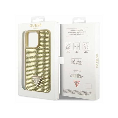 Guess Rhinestone Triangle - Etui iPhone 14 Pro Max (złoty) Guess Rhinestone Triangle - Etui iPhone 14 Pro Max (złoty)