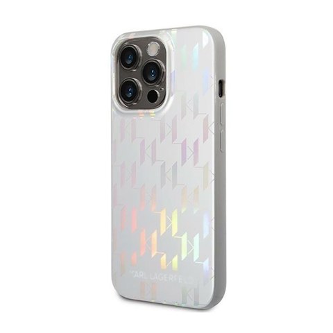 Karl Lagerfeld Monogram Iridescent - Etui iPhone 14 Pro Max (srebrny) Karl Lagerfeld Monogram Iridescent - Etui iPhone 14 Pro Max (srebrny)