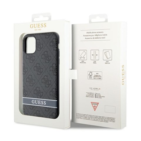 Guess 4G Printed Stripe - Etui iPhone 11 / iPhone XR (szary) Guess 4G Printed Stripe - Etui iPhone 11 / iPhone XR (szary)