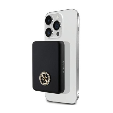 Guess 4G Strassed Metal Logo MagSafe - Power Bank indukcyjny 5000 mAh 15W MagSafe (czarny) Guess 4G Strassed Metal Logo MagSafe - Power Bank indukcyjny 5000 mAh 15W MagSafe (czarny)