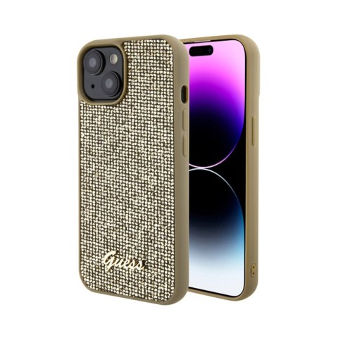 Guess Disco Metal Script - Etui iPhone 15 (złoty) Guess Disco Metal Script - Etui iPhone 15 (złoty)