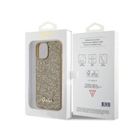 Guess Disco Metal Script - Etui iPhone 15 (złoty) Guess Disco Metal Script - Etui iPhone 15 (złoty)