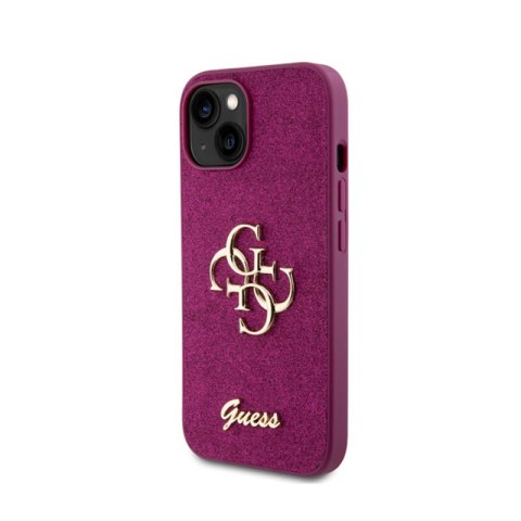 Guess Glitter Script Big 4G - Etui iPhone 15 (fioletowy) Guess Glitter Script Big 4G - Etui iPhone 15 (fioletowy)