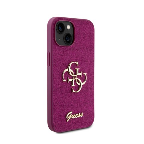 Guess Glitter Script Big 4G - Etui iPhone 15 (fioletowy) Guess Glitter Script Big 4G - Etui iPhone 15 (fioletowy)