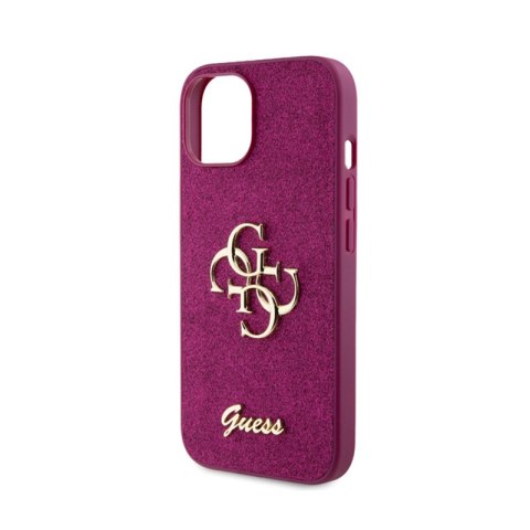 Guess Glitter Script Big 4G - Etui iPhone 15 (fioletowy) Guess Glitter Script Big 4G - Etui iPhone 15 (fioletowy)