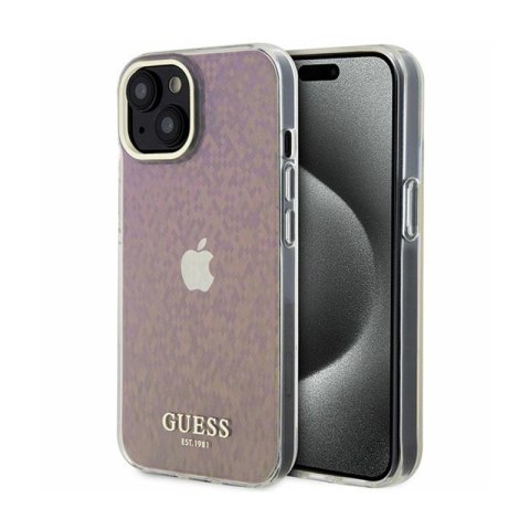 Guess IML Faceted Mirror Disco Iridescent - Etui iPhone 15 (różowy) Guess IML Faceted Mirror Disco Iridescent - Etui iPhone 15 (różowy)