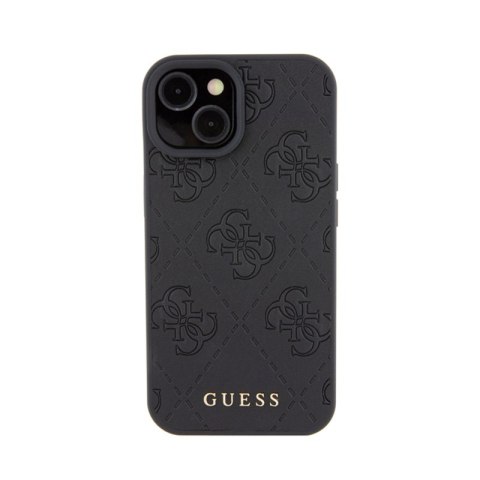 Guess Leather 4G Stamped - Etui iPhone 15 (czarny) Guess Leather 4G Stamped - Etui iPhone 15 (czarny)