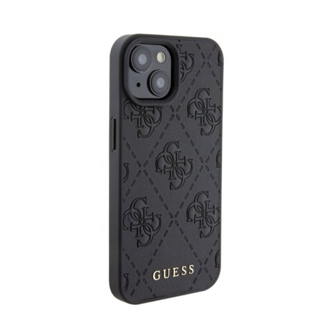 Guess Leather 4G Stamped - Etui iPhone 15 (czarny) Guess Leather 4G Stamped - Etui iPhone 15 (czarny)