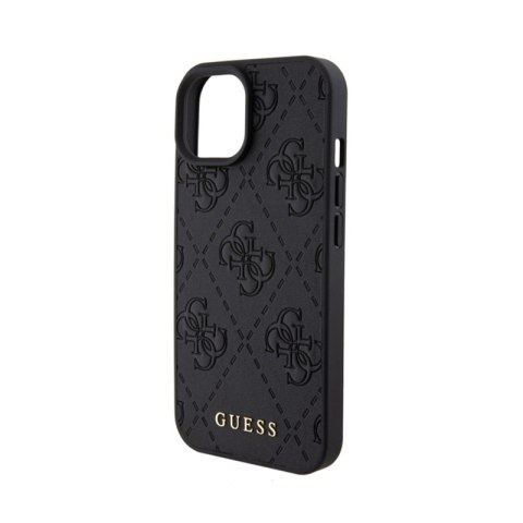 Guess Leather 4G Stamped - Etui iPhone 15 (czarny) Guess Leather 4G Stamped - Etui iPhone 15 (czarny)