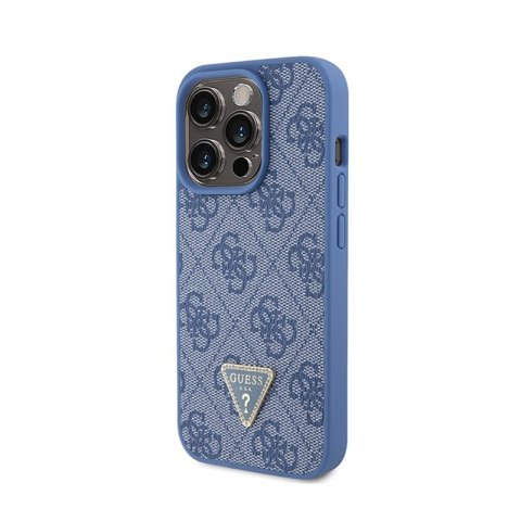 Guess Leather 4G Triangle Strass - Etui iPhone 15 Pro (niebieski) Guess Leather 4G Triangle Strass - Etui iPhone 15 Pro (niebieski)
