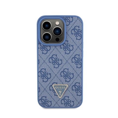 Guess Leather 4G Triangle Strass - Etui iPhone 15 Pro (niebieski) Guess Leather 4G Triangle Strass - Etui iPhone 15 Pro (niebieski)