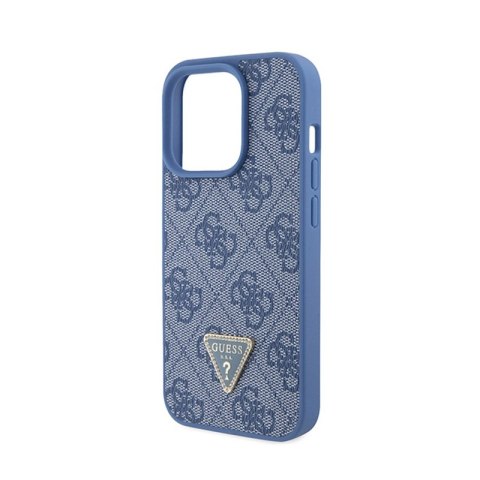 Guess Leather 4G Triangle Strass - Etui iPhone 15 Pro (niebieski) Guess Leather 4G Triangle Strass - Etui iPhone 15 Pro (niebieski)