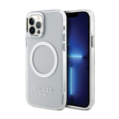 Guess Metal Outline MagSafe - Etui iPhone 12 / iPhone 12 Pro (przezroczysty / srebrny) Guess Metal Outline MagSafe - Etui iPhone 12 / iPhone 12 Pro (przezroczysty / srebrny)
