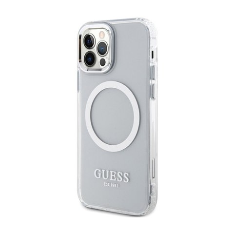 Guess Metal Outline MagSafe - Etui iPhone 12 / iPhone 12 Pro (przezroczysty / srebrny) Guess Metal Outline MagSafe - Etui iPhone 12 / iPhone 12 Pro (przezroczysty / srebrny)