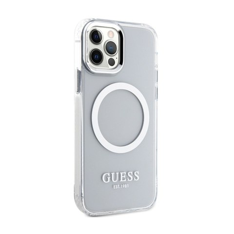 Guess Metal Outline MagSafe - Etui iPhone 12 / iPhone 12 Pro (przezroczysty / srebrny) Guess Metal Outline MagSafe - Etui iPhone 12 / iPhone 12 Pro (przezroczysty / srebrny)