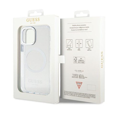 Guess Metal Outline MagSafe - Etui iPhone 12 / iPhone 12 Pro (przezroczysty / srebrny) Guess Metal Outline MagSafe - Etui iPhone 12 / iPhone 12 Pro (przezroczysty / srebrny)