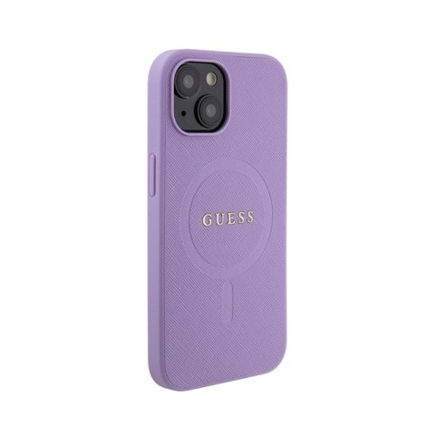Guess Saffiano MagSafe - Etui iPhone 15 (fioletowy) Guess Saffiano MagSafe - Etui iPhone 15 (fioletowy)