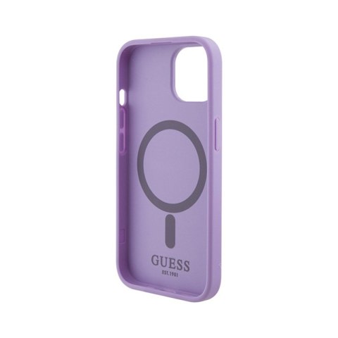 Guess Saffiano MagSafe - Etui iPhone 15 (fioletowy) Guess Saffiano MagSafe - Etui iPhone 15 (fioletowy)