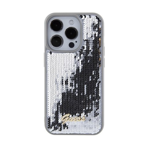 Guess Sequin Script Metal - Etui iPhone 15 Pro Max (srebrny) Guess Sequin Script Metal - Etui iPhone 15 Pro Max (srebrny)