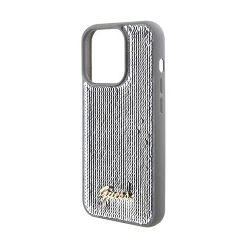 Guess Sequin Script Metal - Etui iPhone 15 Pro Max (srebrny) Guess Sequin Script Metal - Etui iPhone 15 Pro Max (srebrny)