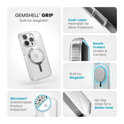 Speck Gemshell Grip + MagSafe - Etui do iPhone 15 Pro (Clear / Chrome Finish) Speck Gemshell Grip + MagSafe - Etui do iPhone 15 Pro (Clear / Chrome Finish)