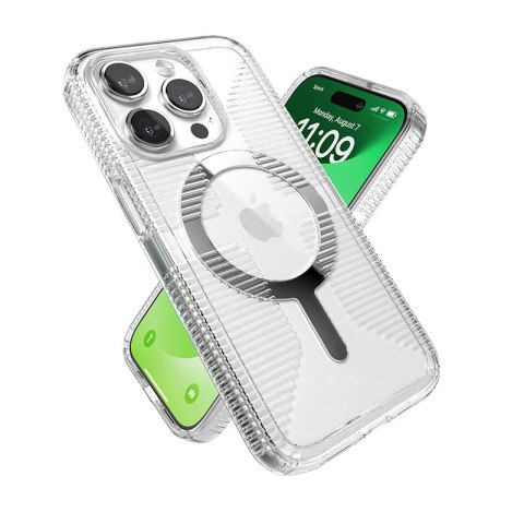 Speck Gemshell Grip + MagSafe - Etui do iPhone 15 Pro (Clear / Chrome Finish) Speck Gemshell Grip + MagSafe - Etui do iPhone 15 Pro (Clear / Chrome Finish)
