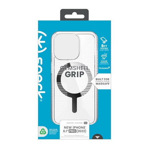 Speck Gemshell Grip + MagSafe - Etui do iPhone 15 Pro (Clear / Chrome Finish) Speck Gemshell Grip + MagSafe - Etui do iPhone 15 Pro (Clear / Chrome Finish)