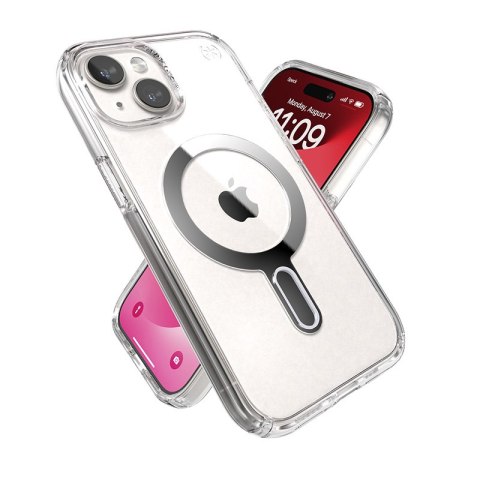 Speck Presidio Perfect-Clear ClickLock & Magsafe - Etui iPhone 15 / iPhone 14 / iPhone 13 (Clear / Chrome Finish / Serene Silver Speck Presidio Perfect-Clear ClickLock & Magsafe - Etui iPhone 15 / iPhone 14 / iPhone 13 (Clear / Chrome Finish / Serene Silver