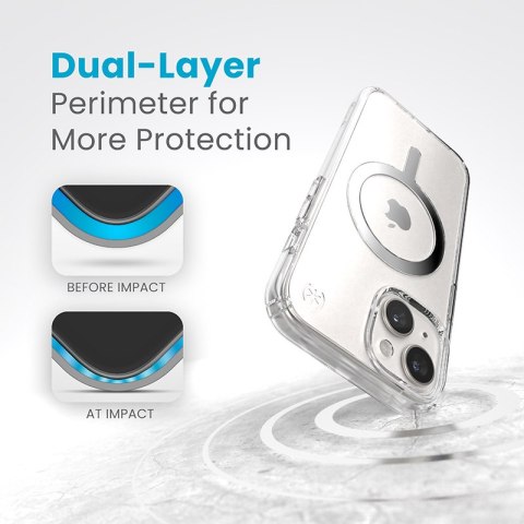 Speck Presidio Perfect-Clear MagSafe - Etui iPhone 15 / iPhone 14 / iPhone 13 (Clear / Chrome Finish / Serene Silver) Speck Presidio Perfect-Clear MagSafe - Etui iPhone 15 / iPhone 14 / iPhone 13 (Clear / Chrome Finish / Serene Silver)