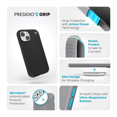 Speck Presidio2 Grip - Etui iPhone 15 / iPhone 14 / iPhone 13 (Black / Slate Grey / White) Speck Presidio2 Grip - Etui iPhone 15 / iPhone 14 / iPhone 13 (Black / Slate Grey / White)