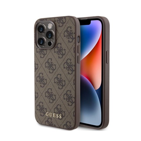 Guess 4G Metal Gold Logo - Etui iPhone 15 Pro Max (brązowy) Guess 4G Metal Gold Logo - Etui iPhone 15 Pro Max (brązowy)