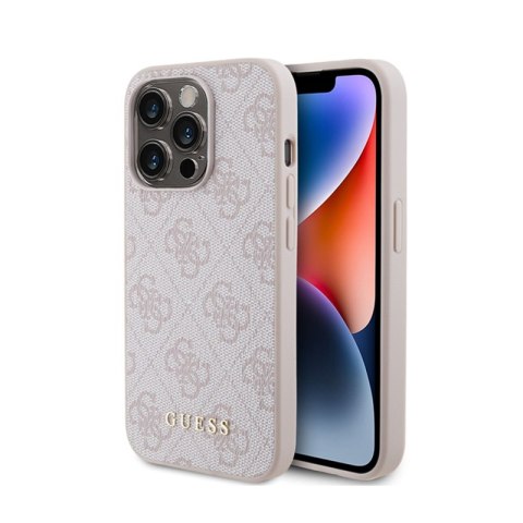 Guess 4G Metal Gold Logo - Etui iPhone 15 Pro (różowy) Guess 4G Metal Gold Logo - Etui iPhone 15 Pro (różowy)