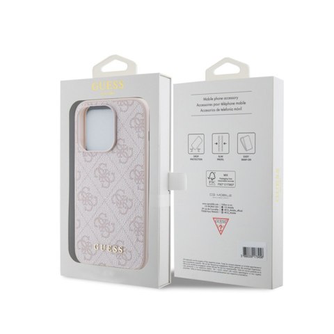 Guess 4G Metal Gold Logo - Etui iPhone 15 Pro (różowy) Guess 4G Metal Gold Logo - Etui iPhone 15 Pro (różowy)