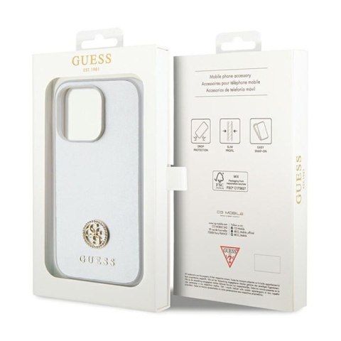 Guess 4G Strass Metal Logo - Etui iPhone 15 Pro (srebrny) Guess 4G Strass Metal Logo - Etui iPhone 15 Pro (srebrny)