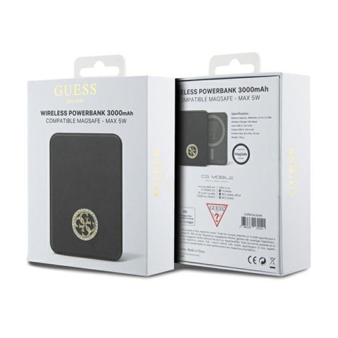 Guess 4G Strassed Metal Logo MagSafe - Power Bank indukcyjny 3000 mAh 5W MagSafe (czarny) Guess 4G Strassed Metal Logo MagSafe - Power Bank indukcyjny 3000 mAh 5W MagSafe (czarny)