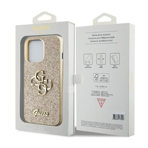 Guess Glitter Script Big 4G - Etui iPhone 13 Pro (złoty) Guess Glitter Script Big 4G - Etui iPhone 13 Pro (złoty)