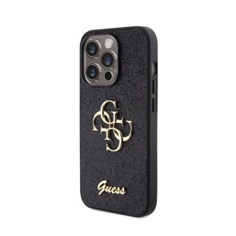 Guess Glitter Script Big 4G - Etui iPhone 15 Pro (czarny) Guess Glitter Script Big 4G - Etui iPhone 15 Pro (czarny)