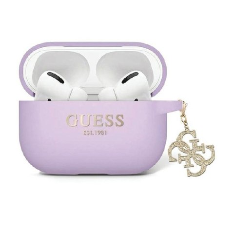 Guess Liquid Silicone Glitter Triangle Charm - Etui AirPods Pro 2 (fioletowy) Guess Liquid Silicone Glitter Triangle Charm - Etui AirPods Pro 2 (fioletowy)